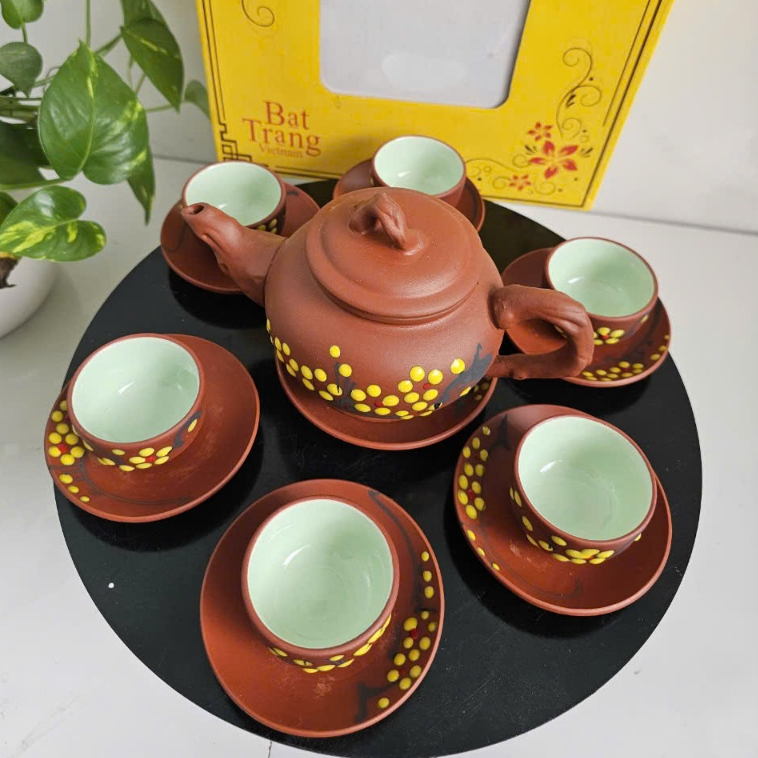 Bộ ấm chén trà đất nung Bát Tràng siêu đẹp