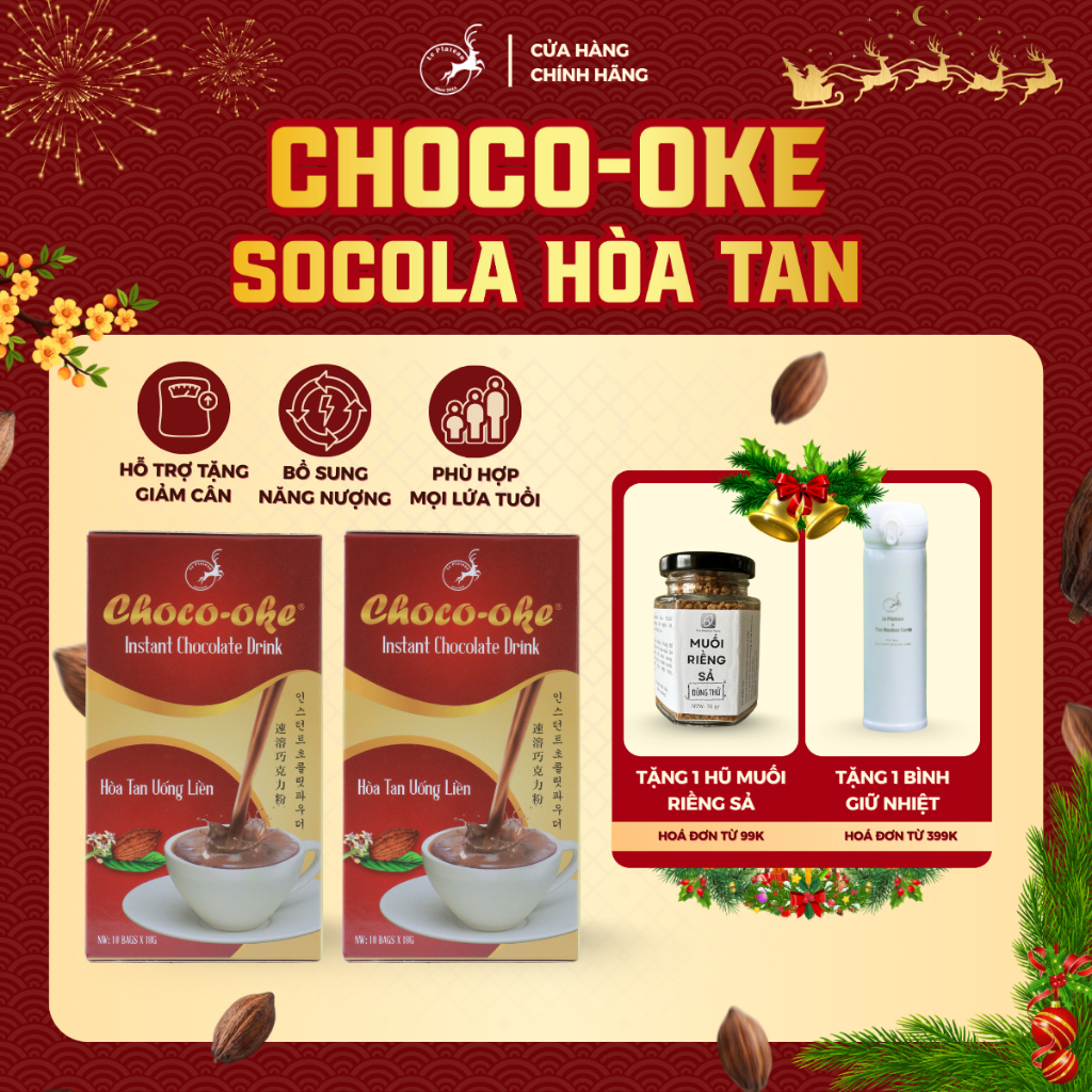 Combo 2 Hộp Socola Hòa Tan Uống liền CHOCO-OKE, Socola Hòa Tan Đặc Biệt Thơm Ngon Tiện Lợi, Le Plate