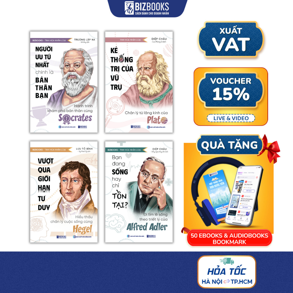 Sách 4 Cuốn Triết Gia Trong Bạn: Socrates – Plato – Hegel – Alfred Adler  Khám Phá Tinh Hoa Triết Họ