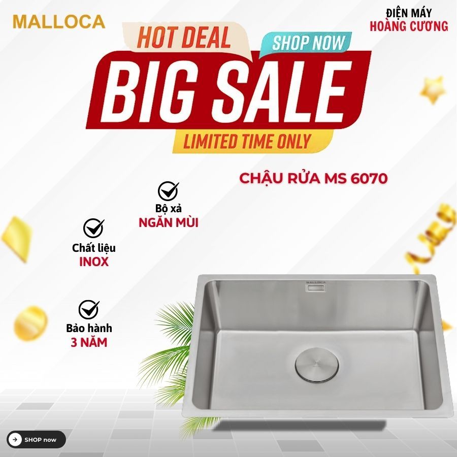 Chậu rửa chén Malloca MS 6070 - Dung Tích Lớn, Sang Trọng Cho Bếp Hiện Đại