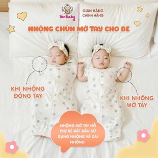 Nhộng chũn cho bé sơ sinh mở tay Binbaby, nhộng chũn chất thông hơi, peptit giúp bé ngủ ngon