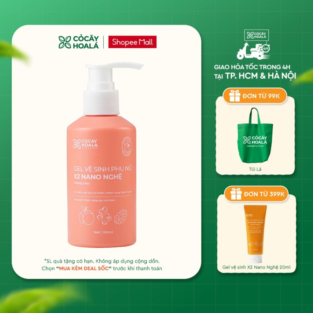 [HỎA TỐC] Dung Dịch Vệ Sinh Cỏ Cây Hoa Lá Gel x2 Nano Nghệ Làm Sạch, Củng Cố Lợi Khuẩn 150ml Cho Da 