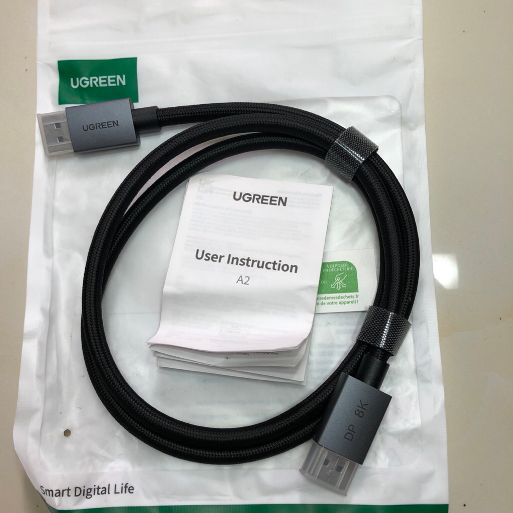 Cáp Displayport (DP) 1m 1.4 hỗ trợ 8K@60Hz 32Gbs Ugreen 4k 144Hz 2k165Hz