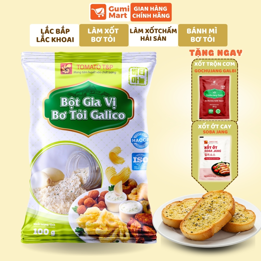 Bột bơ tỏi Tomato T&P làm sốt bơ tỏi, bánh mì bơ tỏi, bột bơ tỏi lắc khoai tây Galico – Gói 100g