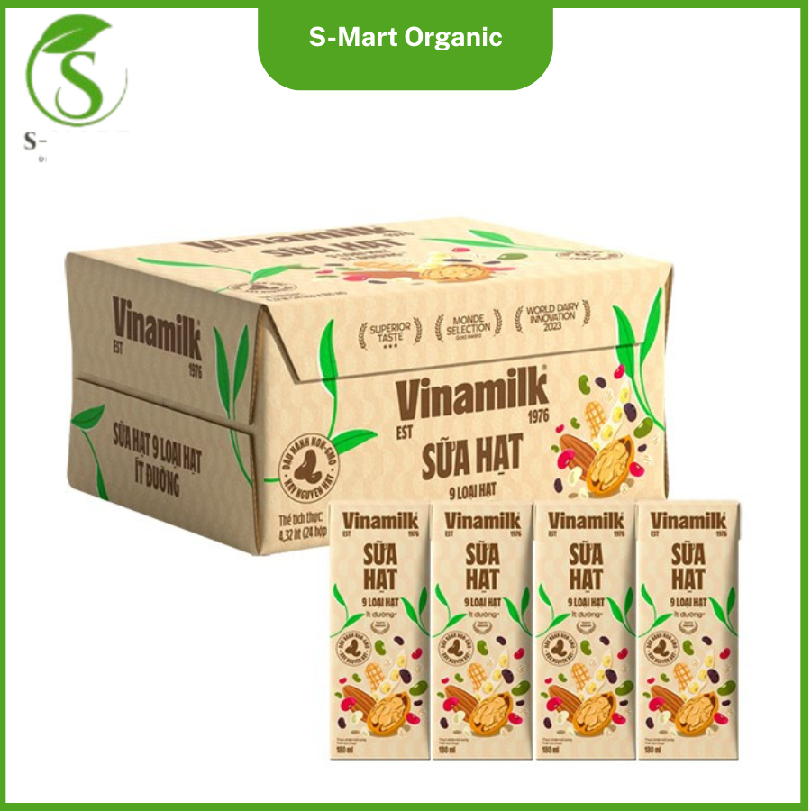 Vinamilk Sữa 9 Loại Hạt Ít Đường 180ml Thơm Ngon Từ 9 Loại Hạt Tự Nhiên Phù Hợp Cho Người Hạn Chế Đư