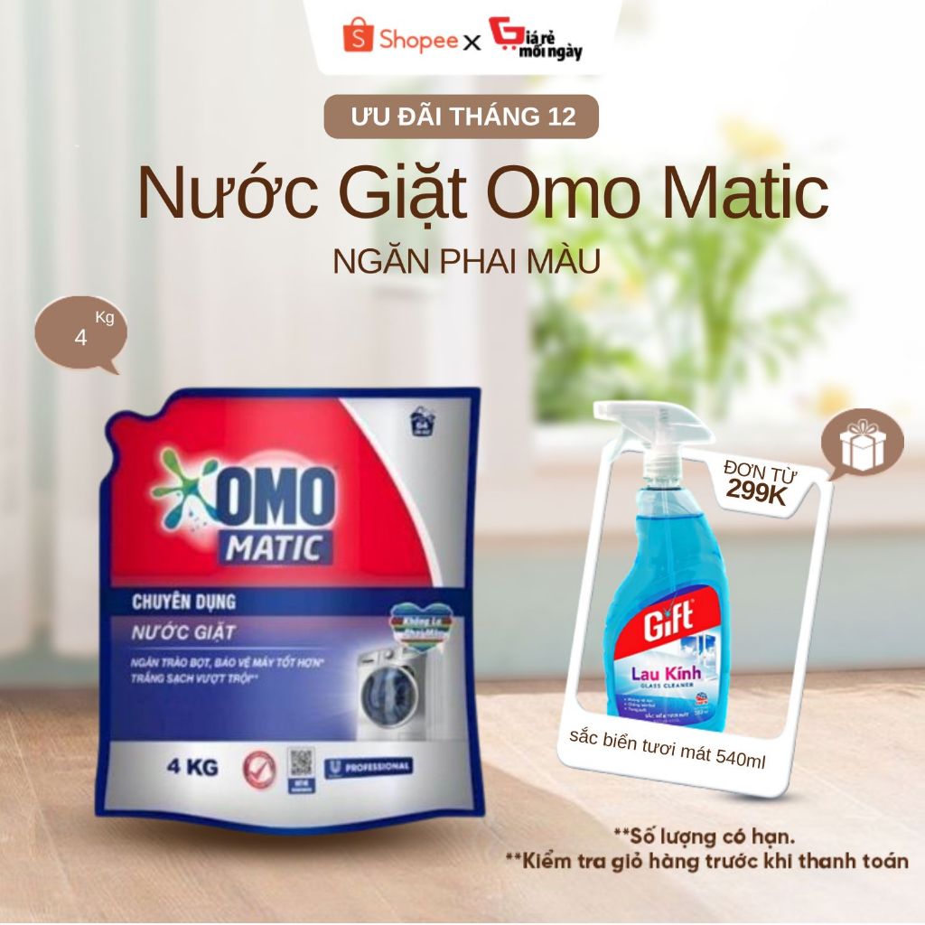 Nước Giặt Omo Matic Chuyên Dụng Túi 4kg