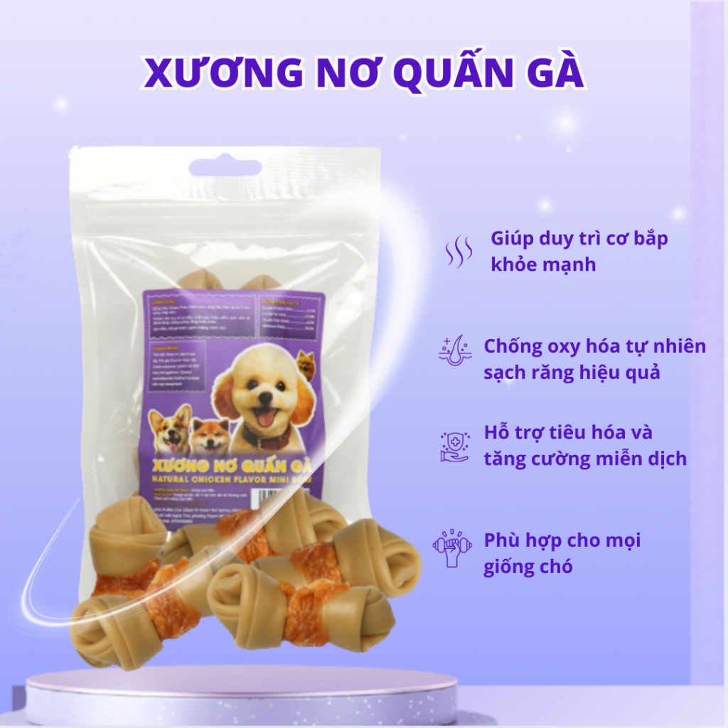 Xương Nơ Da Bò Quấn Gà – Thưởng Huấn Luyện, Làm Sạch Răng Cho Chó MasterCare