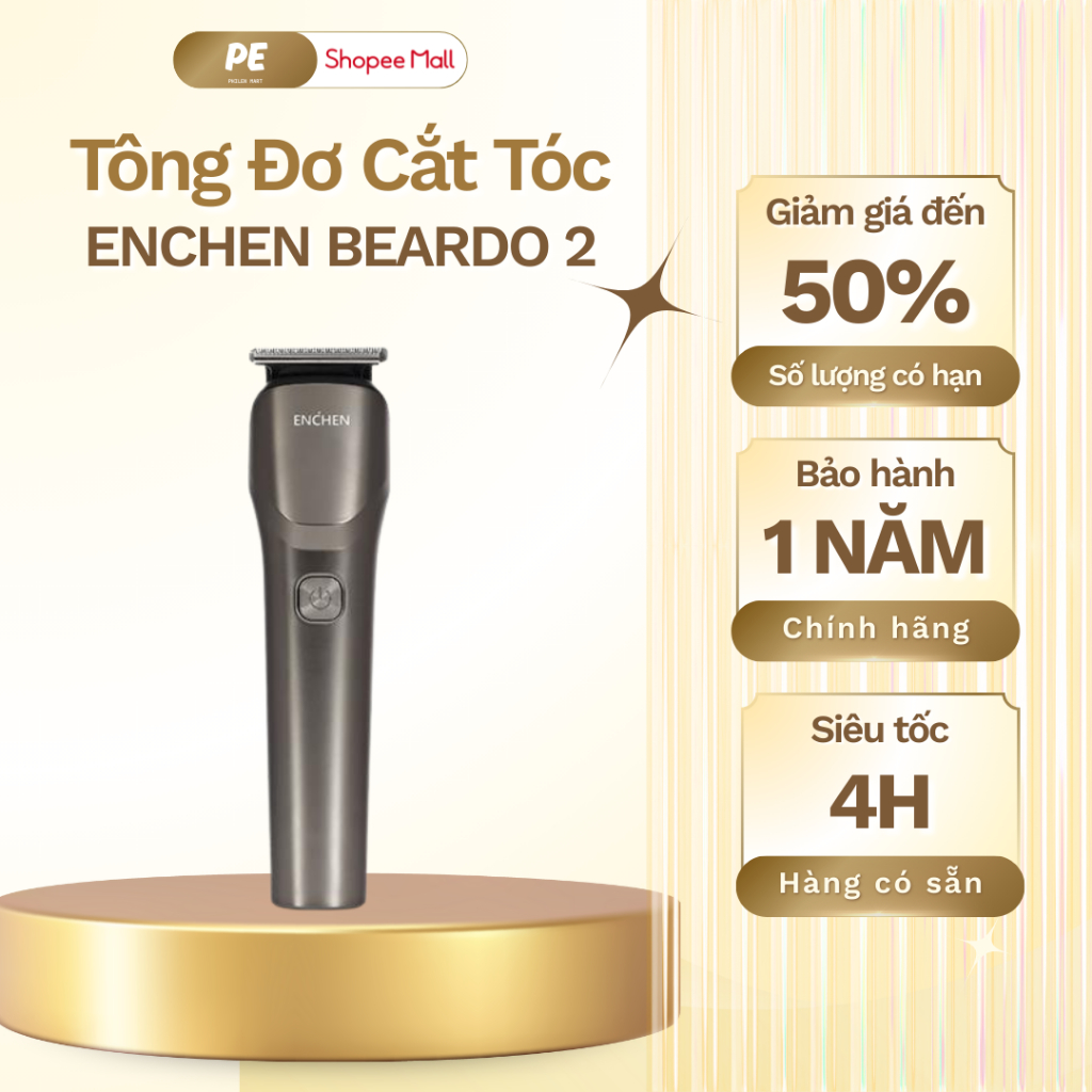 Tông Đơ Cắt Tóc Enchen Beardo 2 I 4 Đầu Lược Tháo Rời, Chống Kẹt Tóc, 2 Tốc Độ Cạo, Có Khóa An Toàn