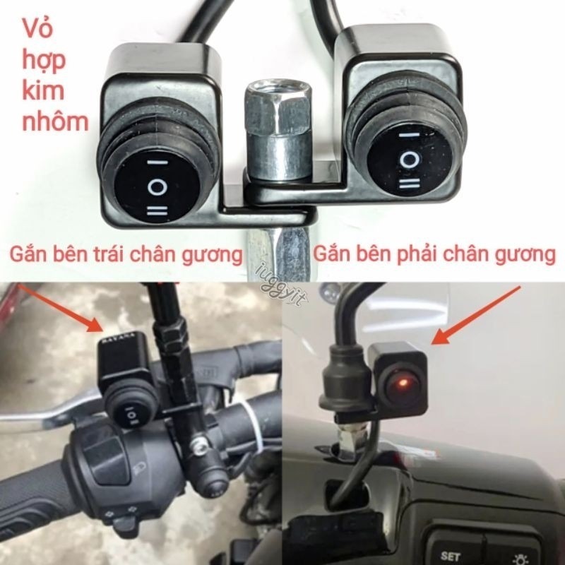 🔥Công tắc Domino CNC 3 chế độ BẬT TẮT BẬT gắn gương đèn trợ sáng chống nước cao cấp của Thiên Lộ

