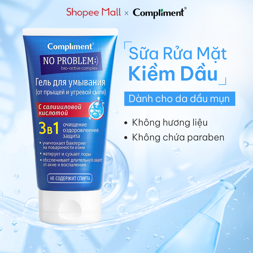 Sữa Rửa Mặt Cho Da Dầu Mụn Compliment - Sạch Nhờn, Giảm Sưng Đỏ, Ngừa Mụn, Phục Hồi 200ml