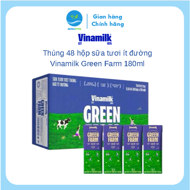 Thùng 48 hộp Vinamilk Green Farm ít đường