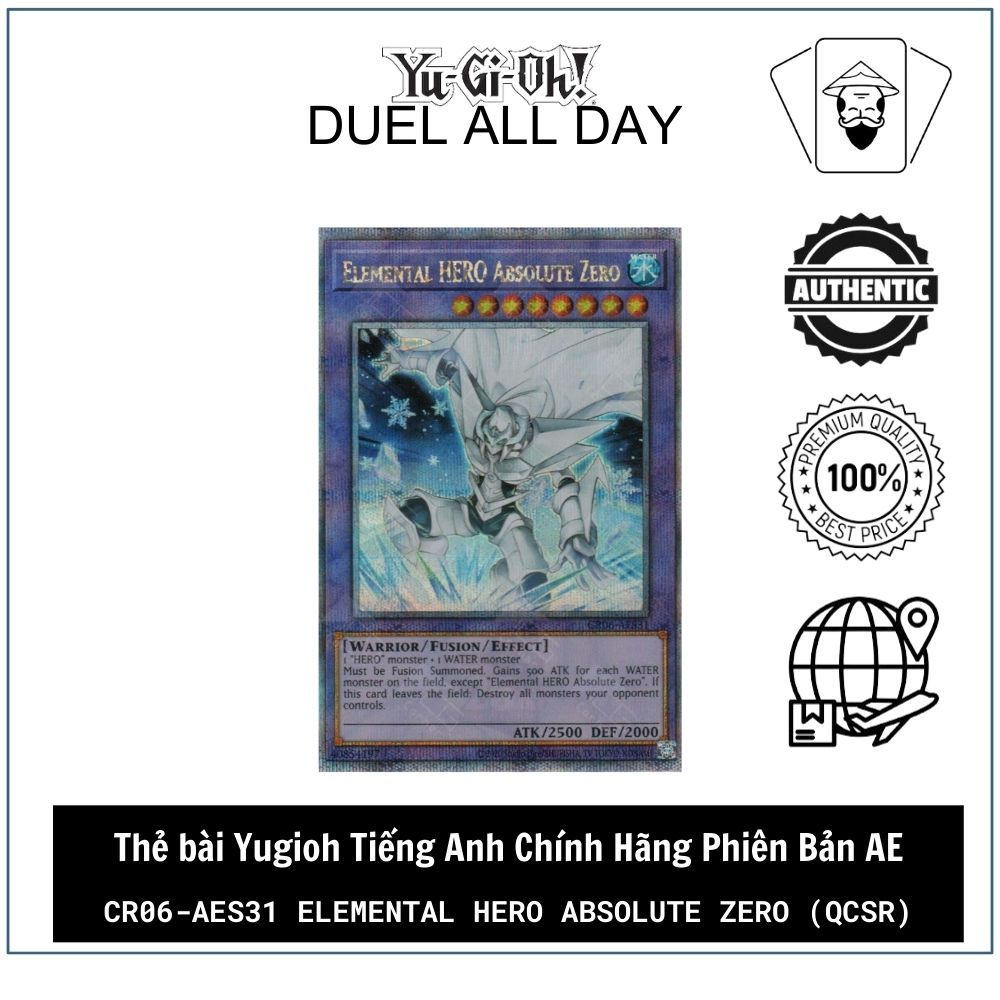 Thẻ bài Yugioh Tiếng Anh Chính Hãng Phiên Bản AE: CR06-AES31 Elemental HERO Absolute Zero (QCSR)