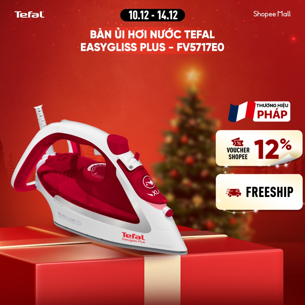 Bàn ủi hơi nước Tefal FV5717E0 - 2500W, Dung lượng 270ml, Màu trắng đỏ