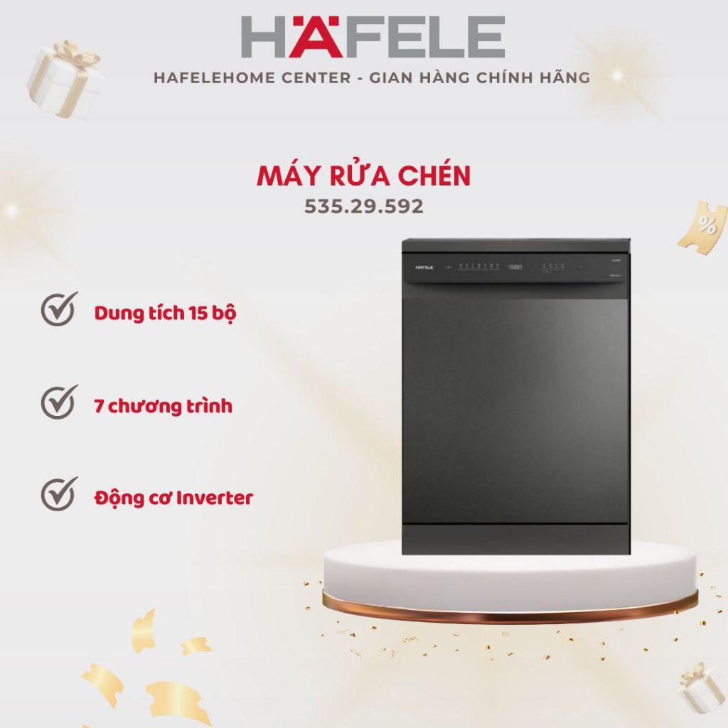 Máy rửa bát Hafele HDW-F601G 535.29.592 độc lập -  Vận Hành Êm Ái, Nhiều Chương Trình Rửa