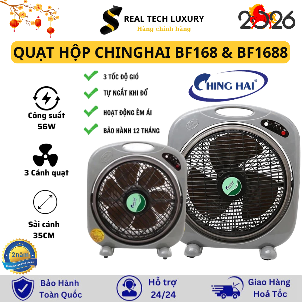 Quạt Hộp ChingHai BF168, BF1688 Chính Hãng Với Cánh Dài 35cm, Động Cơ Mạnh Mẽ, Bền Bỉ, BH 2 Năm