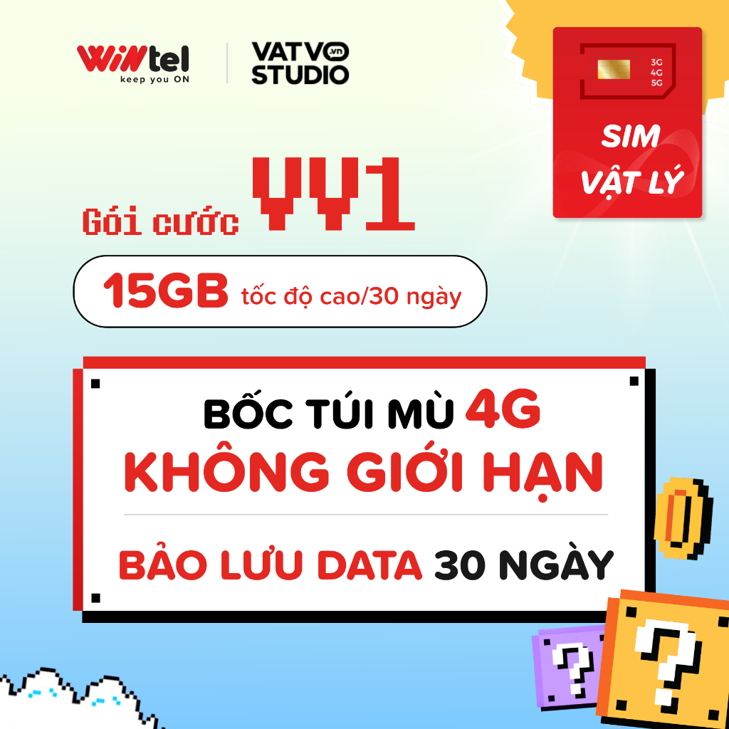 Combo 2 SIM Vật Lý Wintel 4G - Gói cước VV1 - Độc quyền của Vật Vờ Studio x Wintel