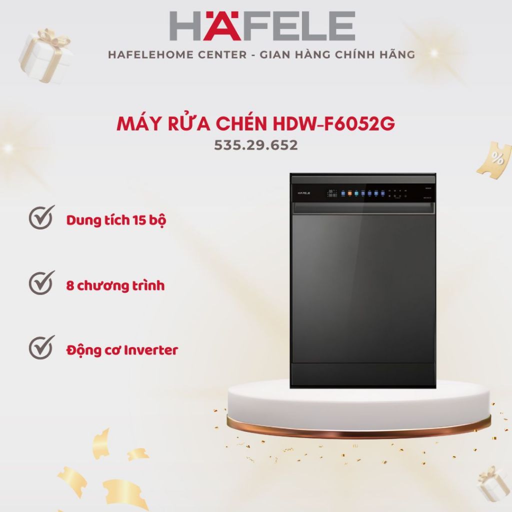 Máy Rửa Chén Độc Lập HDW-F6052G Hafele 535.29.652 - Dung Tích Lớn, Rửa Mạnh & Khử Khuẩn