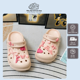Dép sục nữ đế cao 5cm đúc nguyên khối tặng kèm charm sticker dễ thương Giày dép hottrend shop