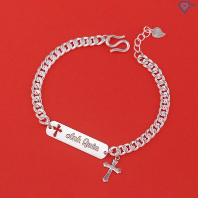 Lắc bạc cho bé khắc tên hình thánh giá cá tính LTT0188 - Trang Sức TNJ
