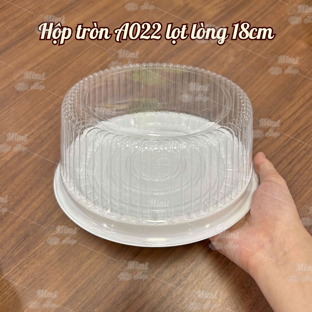 ( Set 10 hộp ) Hộp nhựa tròn đế trắng A022 lọt lòng 18cm đựng xôi, thạch, trái cây