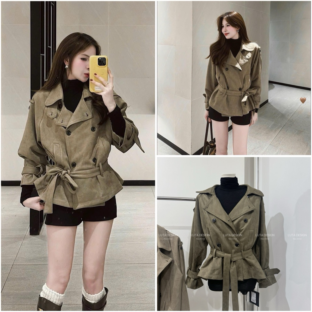 Áo Khoác Măng Tô Da Lộn WG.WE QC