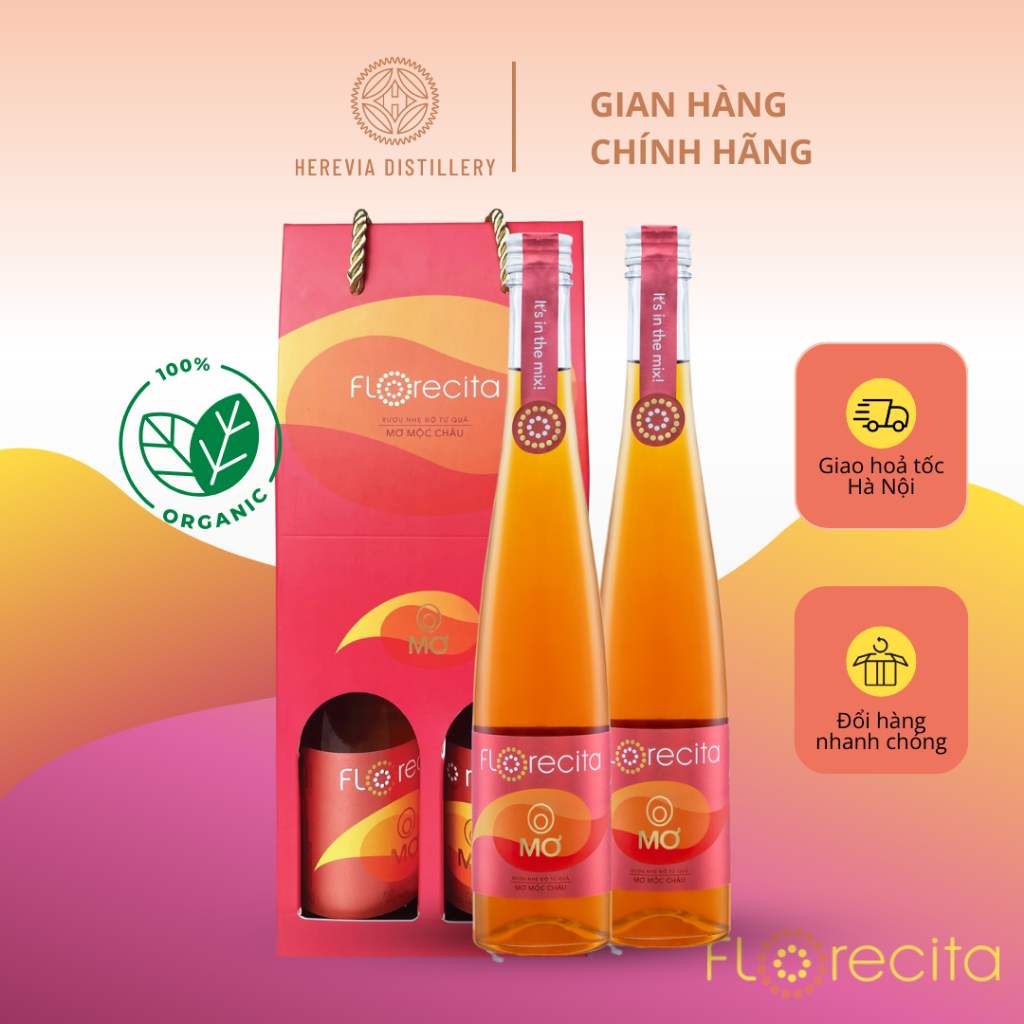 Pack Rượu Mơ Má Đào Florecita Chai 375 ML Nồng Độ Nhẹ 14,5% Không Gây Đau Đầu, Vị Ngọt Thanh Mát