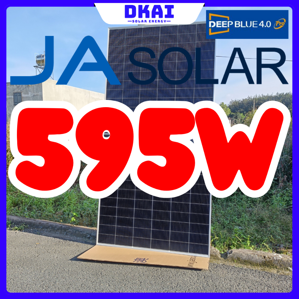 [JA Solar 595W] Tấm pin năng lượng mặt trời JA Solar 595w 2 mặt kính JAM72D40-595/LB - DEEP BLUE 4.0