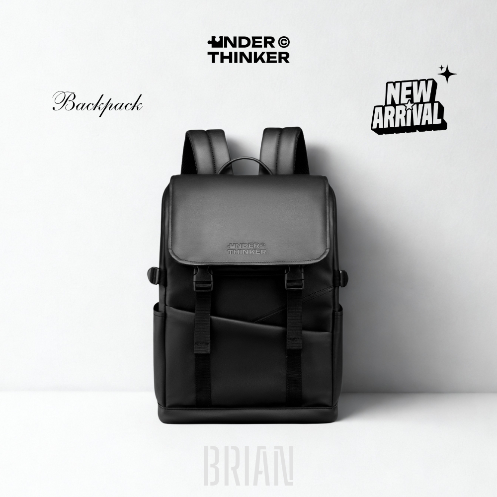 Balo Da PU Đi Học Đi Làm Brian Nam Nữ Cặp Đựng Laptop Du Lịch Nhiều Ngăn | UNDERTHINKER