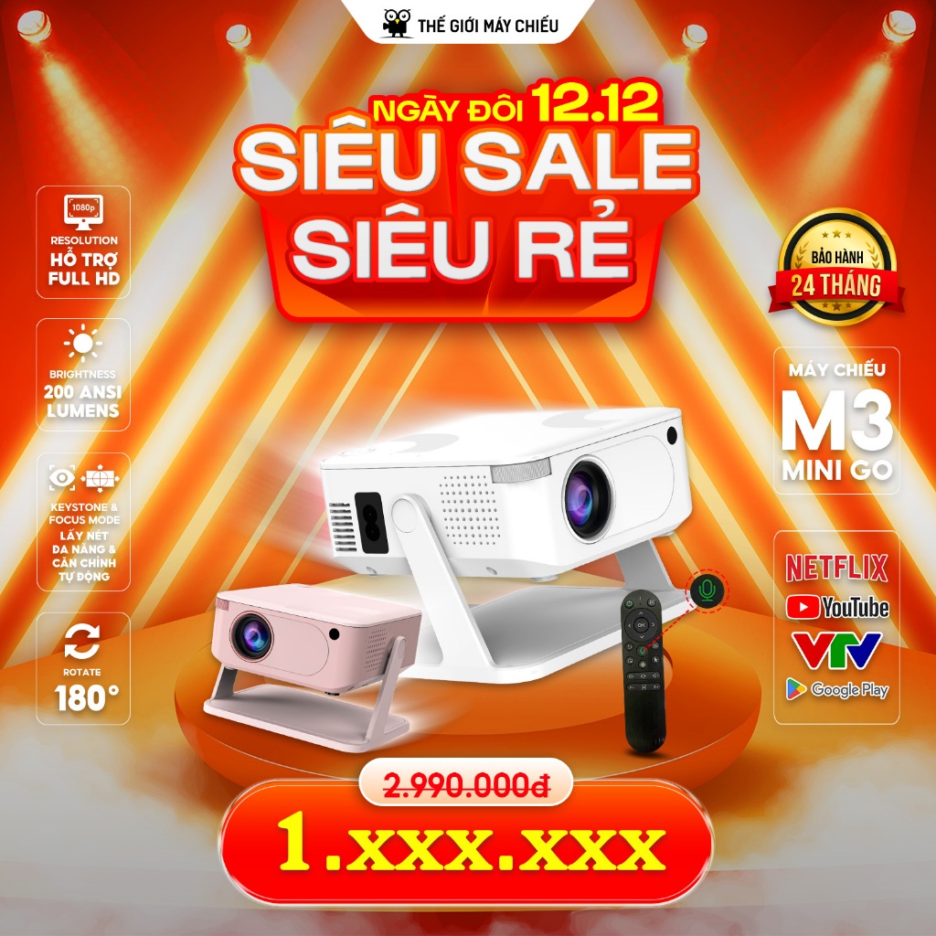 [ NEW 2026 ] Máy Chiếu M3 MiniGo - Máy Chiếu Movie Legend