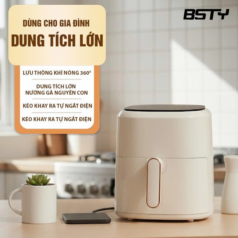 Nồi Chiên Không Dầu 5L Đa Năng 10 Chế Độ Nấu Tự Động Công Suất Lớn 1350W