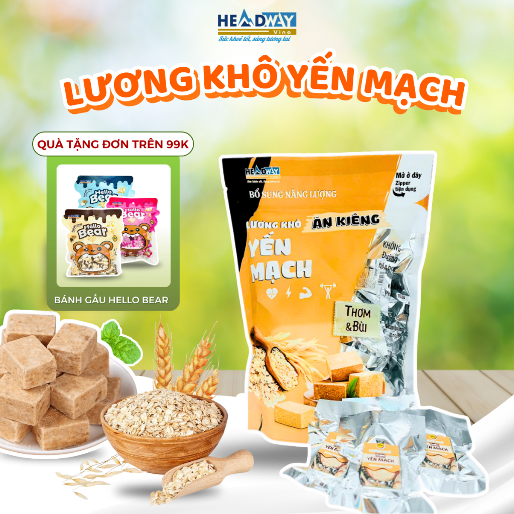 [New] Lương Khô Ăn Kiêng Vị Yến Mạch Healthy Snack, Ít Đường Giảm Cân Eat Clean Bổ Sung Năng Lượng H