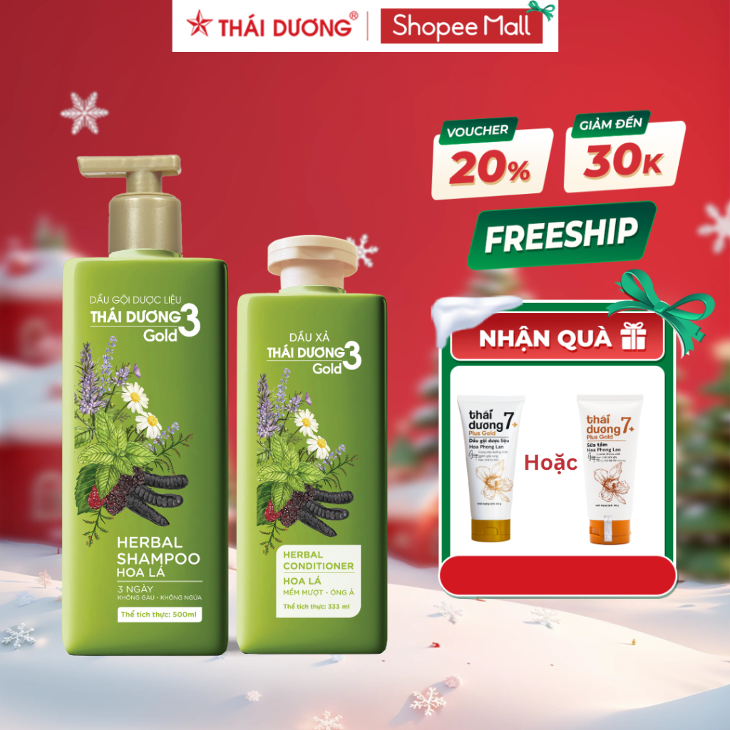  Live  Mua 1 Dầu gội Thái Dương 3 Hoa Lá Gold chai 500ml tặng tube 7 Plus Gold 50g 