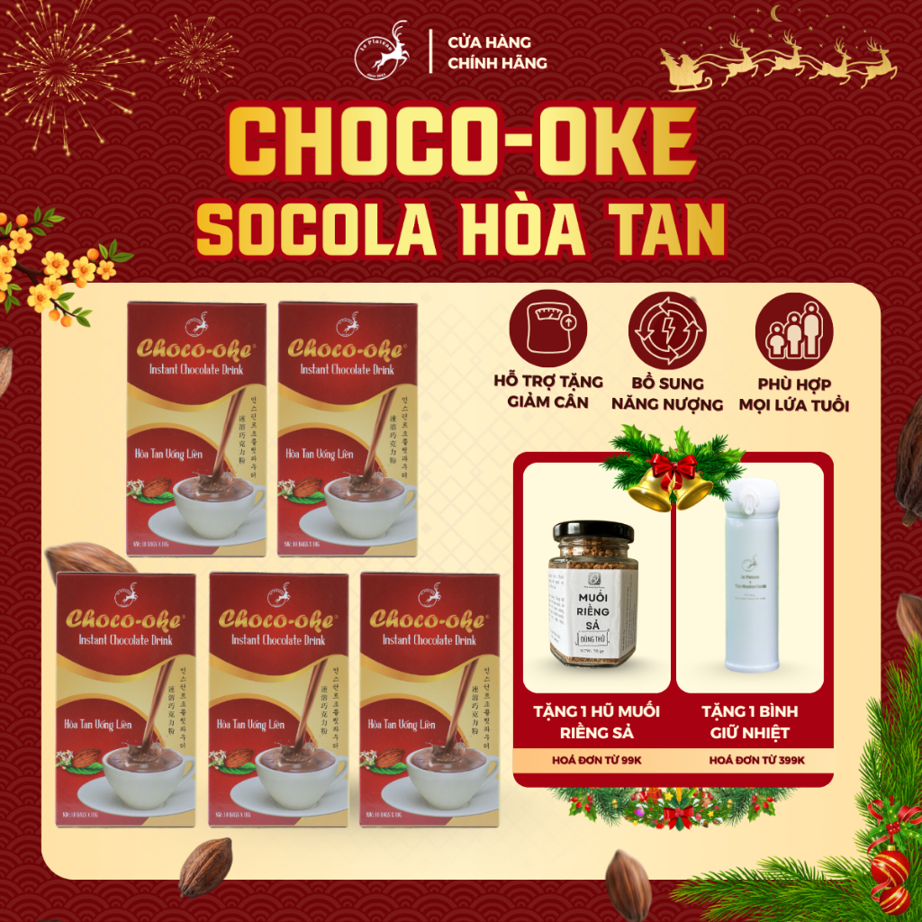 Combo 5 Hộp Socola Hòa Tan Uống liền CHOCO-OKE, Socola Hòa Tan Đặc Biệt Thơm Ngon Tiện Lợi, Le Plate