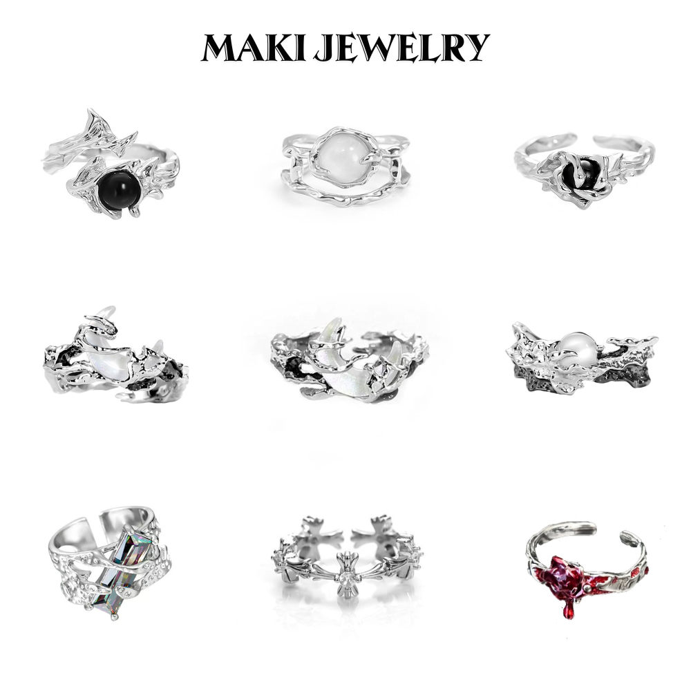 Nhẫn Nam Nữ Vintage Cá Tính Mạ Bạc – Nhẫn Unisex Điều Chỉnh Size Phong Cách Y2K Độc Lạ, Nhiều Mẫu Hot Trend