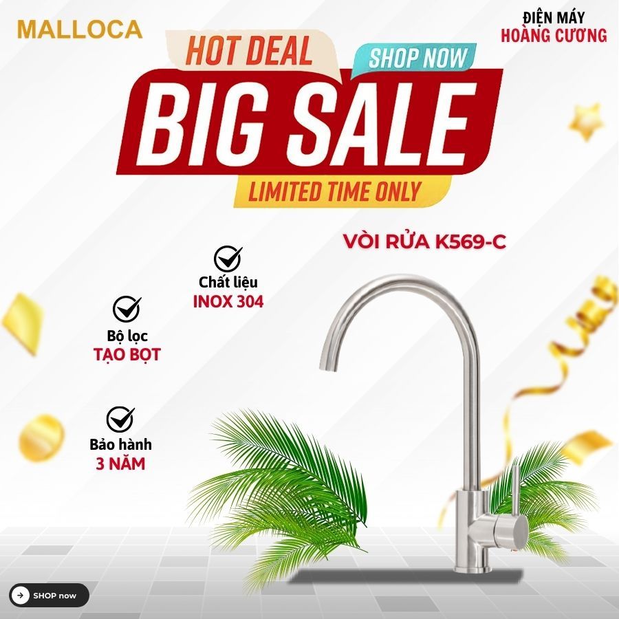 Vòi rửa chén Malloca K569-C – Chống Oxy Hóa, Bảo Hành 3 Năm