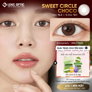  Kính áp tròng 1 ngày LENSGRAPHY màu SWEETCIRCLE CHOCO – Lens màu nâu tự nhiên khoá ẩm - LENS OPTIC 