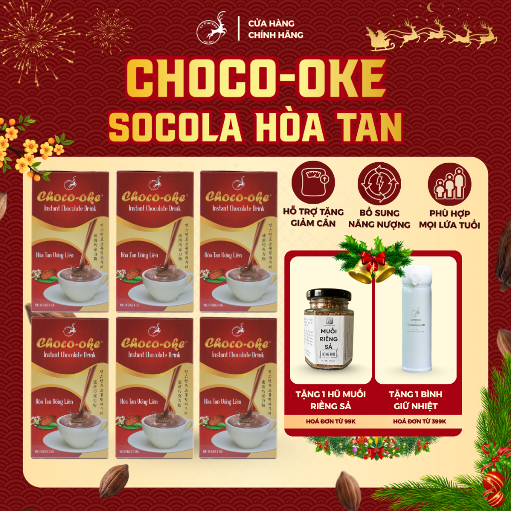 Combo 6 Hộp Socola Hòa Tan Uống liền CHOCO-OKE, Socola Hòa Tan Đặc Biệt Thơm Ngon Tiện Lợi, Le Plate
