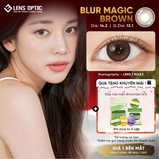  Kính áp tròng 1 ngày LENSGRAPHY màu BlurMagic Brown - Lens màu nâu tự nhiên khoá ẩm - LENS OPTIC 