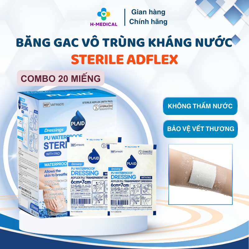 Combo 20 Băng gạc vô trùng không thấm nước Sterile Adflex bảo vệ vết thương, ngăn nước xâm nhập