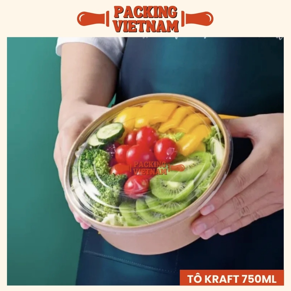 Set 50 tô giấy Kraft 750ml - Tô giấy đựng bánh bông lan