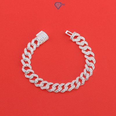 Lắc tay cuban bạc cho bé bản 8mm đính đá cao cấp LTT0191 - Trang Sức TNJ