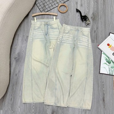 Quần Jeans Bigsize Nữ Ống Rộng Màu Xanh Dơ Nhạt Vải Denim Mềm Style Hàn Quốc Q572