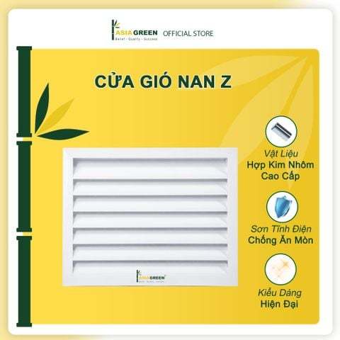 ASIA GREEN - Cửa Gió Nan Z (Louver) 560x310mm, Kèm Lưới Chắn Côn Trùng, Hợp Kim Nhôm Cao Cấp (Giá gồ