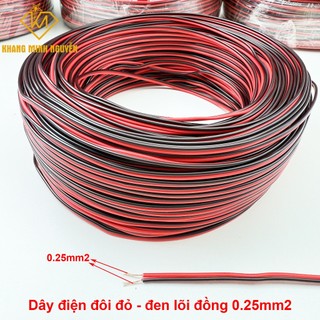 (Cuộn 100m) Dây điện đôi đỏ - đen 2x0.25mm2 dùng cho đèn LED