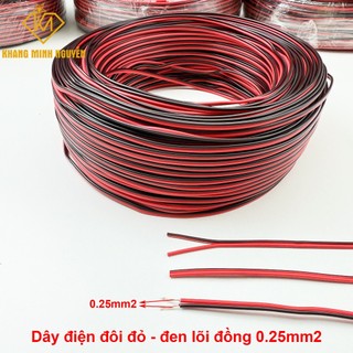 (Cuộn 100m) Dây điện đôi đỏ - đen 2x0.25mm2 dùng cho đèn LED