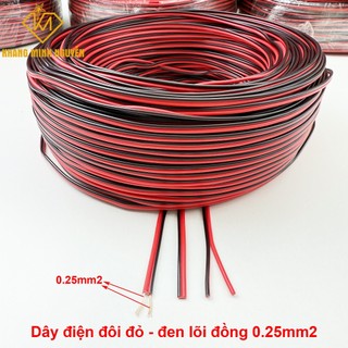 (Cuộn 100m) Dây điện đôi đỏ - đen 2x0.25mm2 dùng cho đèn LED