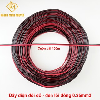 (Cuộn 100m) Dây điện đôi đỏ - đen 2x0.25mm2 dùng cho đèn LED