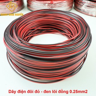(Cuộn 100m) Dây điện đôi đỏ - đen 2x0.25mm2 dùng cho đèn LED