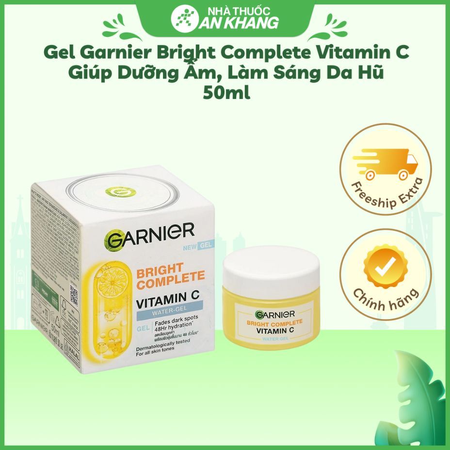 Gel Garnier Bright Complete Vitamin C giúp dưỡng ẩm, làm sáng da hũ 50ml