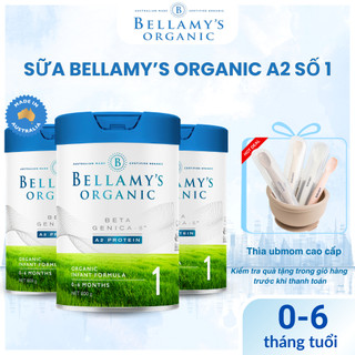  Sữa Bellamy Organic A2 số 1 thùng 3 lon sữa bột nhập khẩu từ Úc - Hỗ trợ tiêu hóa cho bé từ 0-6 tháng tuổi 800g 
